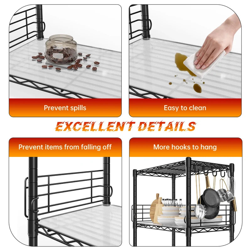 【🔥Factory Direct Clearout Sale🔥】21.7"W Wire Shelving Units, 5-Tier Adjustable Metal Shelves with 5 Hooks & Shelf Liners, Storage Rack for Pantry Bathroom Dorm