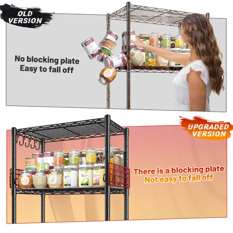 【🔥Factory Direct Clearout Sale🔥】21.7"W Wire Shelving Units, 5-Tier Adjustable Metal Shelves with 5 Hooks & Shelf Liners, Storage Rack for Pantry Bathroom Dorm