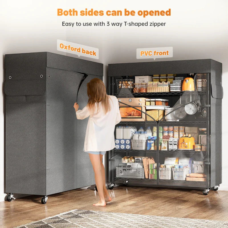 【🔥Factory Direct Clearout Sale🔥】35"W Wire Shelving Units with Wheels, Metal Shelves with Cover, 5-Tier Adjustable Shelving Rack for Kitchen Pantry Basement