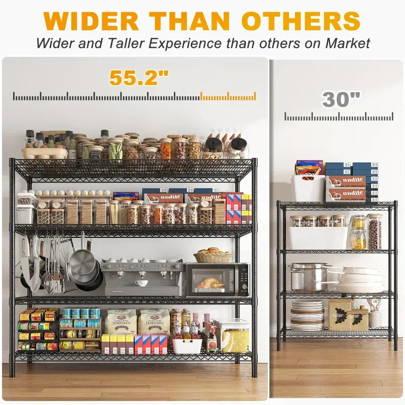【🔥Factory Direct Clearout Sale🔥】2 Pack 56”W Wire Rack Shelving with Wheels, 2600lbs Heavy Duty Metal Shelves for Commercial, Garage, Kitchen
