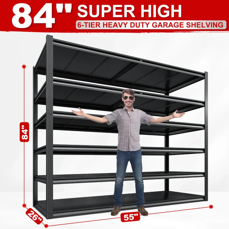 【🔥Factory Direct Clearout Sale🔥】84"H 3600LBS Heavy Duty Industrial Garage Shelving,6-Tier Adjustable Easy Installation Storage Shelving Units For Basement&Warehouse