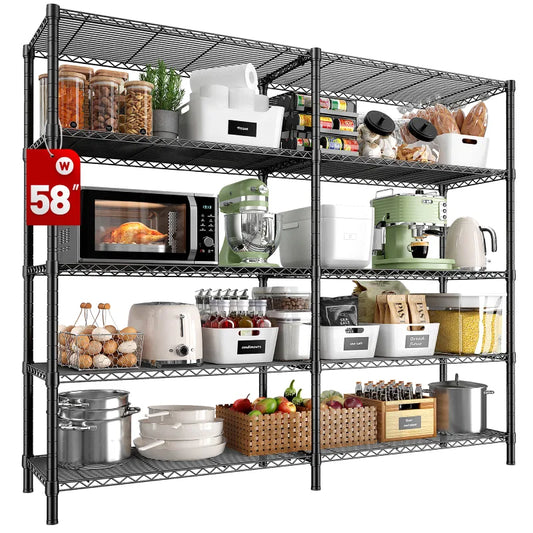 【🔥Factory Direct Clearout Sale🔥】58"W Metal Shelving Units, 59"H 1400 Lbs Wire Shelving for Pantry Kitchen