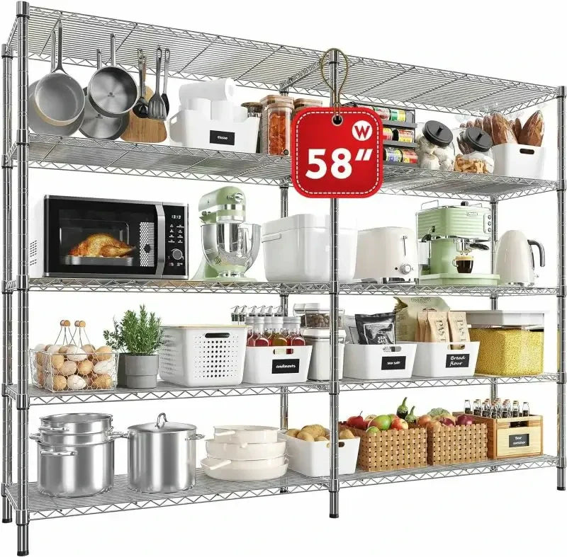 【🔥Factory Direct Clearout Sale🔥】58" W Storage Shelves Wire Shelving Unit 1400LB Metal Shelves,Chrome