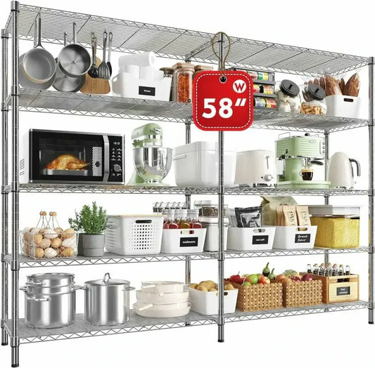 【🔥Factory Direct Clearout Sale🔥】58" W Storage Shelves Wire Shelving Unit 1400LB Metal Shelves,Chrome