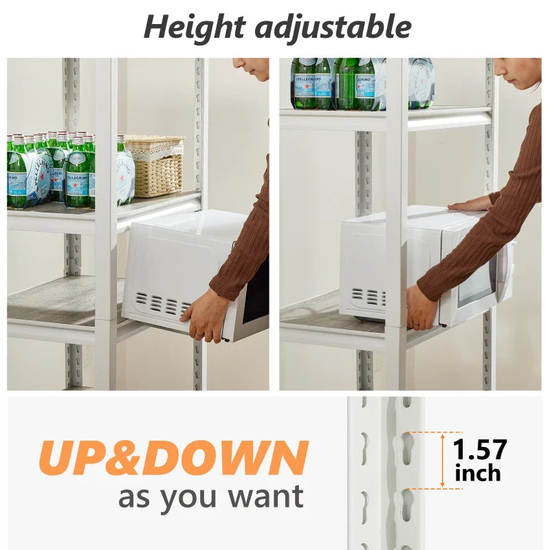 【🔥Factory Direct Clearout Sale🔥】5 Tier Laminated Metal Shelving Unit Adjustable Storage Utility Rack Heavy Duty Shelves for Kitchen Garage Pantry