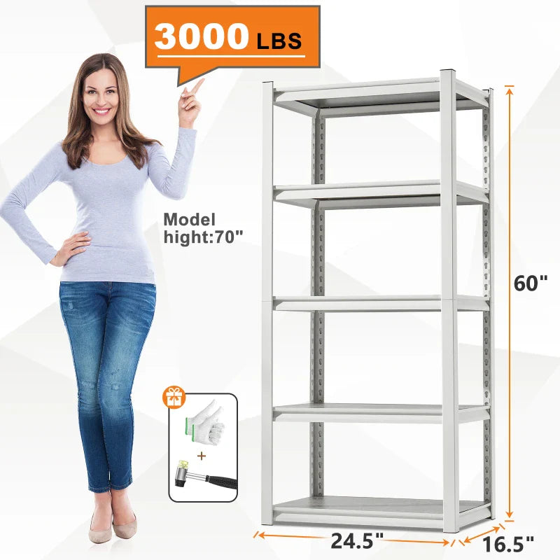 【🔥Factory Direct Clearout Sale🔥】5 Tier Laminated Metal Shelving Unit Adjustable Storage Utility Rack Heavy Duty Shelves for Kitchen Garage Pantry
