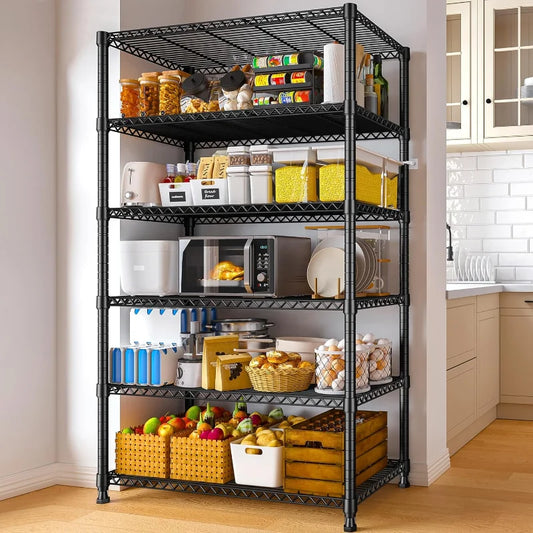 【🔥Factory Direct Clearout Sale🔥】35"W Wire Storage Shelving Units, 6-Tier Adjustable, 1000lbs Metal Shelf for Kitchen Pantry Basement