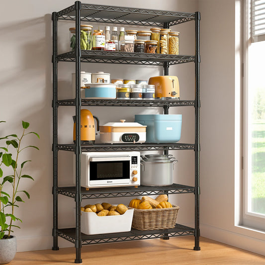 【🔥Factory Direct Clearout Sale🔥】6-Tier Wire Shelving Units, 1000lbs Metal Wire Rack, Adjustable Pantry Shelf, Outdoor Metal Shelves