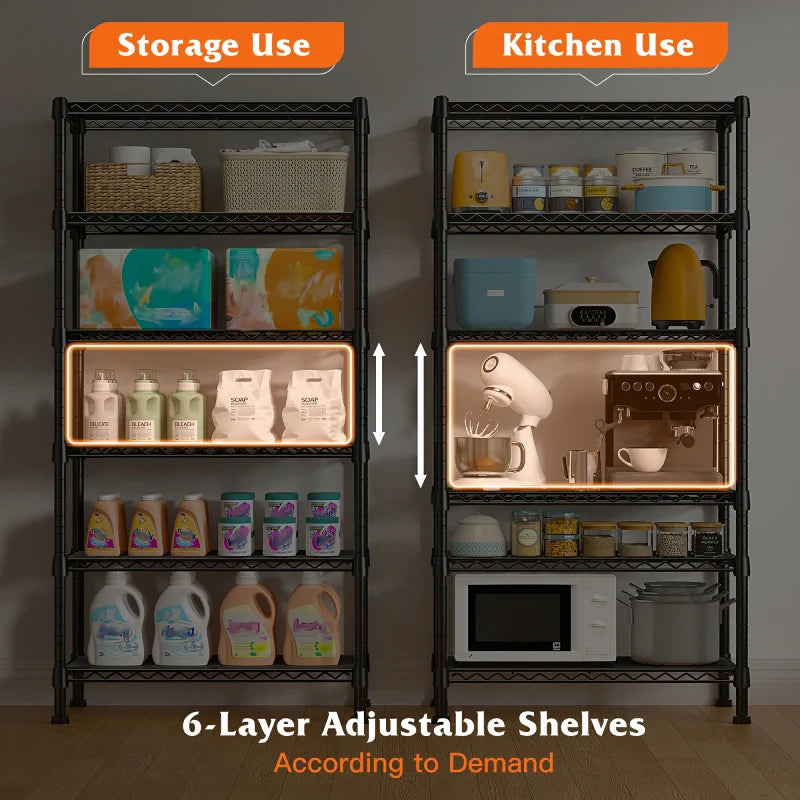 【🔥Factory Direct Clearout Sale🔥】6-Tier Wire Shelving Units, 1000lbs Metal Wire Rack, Adjustable Pantry Shelf, Outdoor Metal Shelves