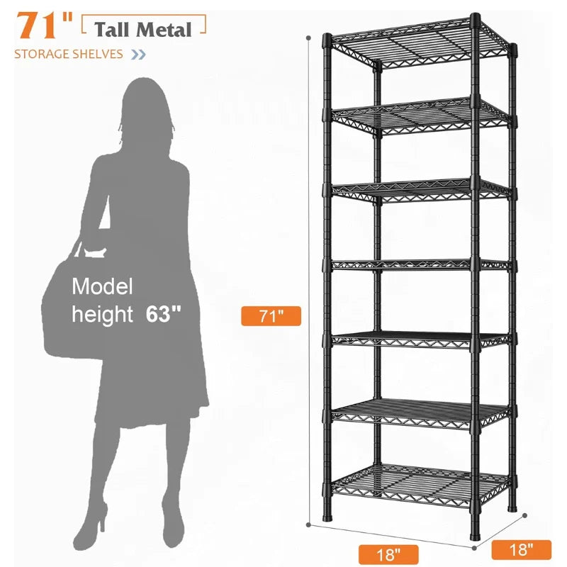 【🔥Factory Direct Clearout Sale🔥】18"W Metal Wire Shelving Units, 7-Tier Adjustable, 1176lbs Wire Rack for Pantry Kitchen Commercial