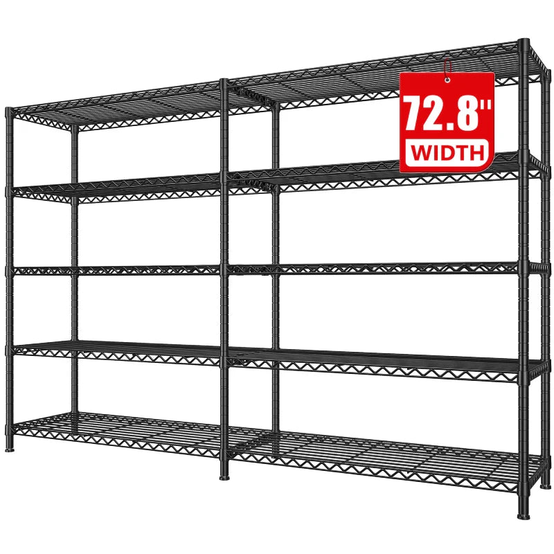 【🔥Factory Direct Clearout Sale🔥】72.8” W Metal Shelving Units, Adjustable Wire Shelves for Storage, 5-Wire Shelving Rack for Pantry Kitchen Supermarket