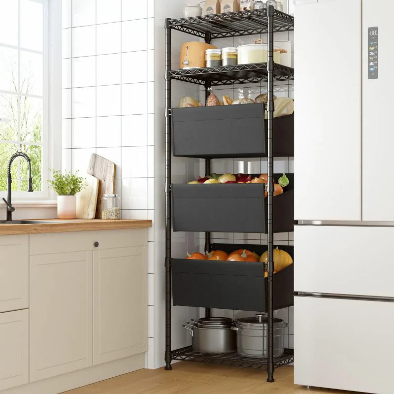 【🔥Factory Direct Clearout Sale🔥】18" W Shelving with Baskets for storage, 6 Tier Wire Shelves