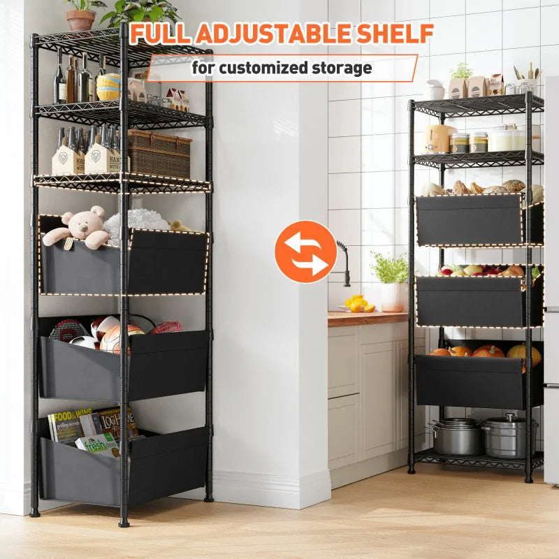【🔥Factory Direct Clearout Sale🔥】18" W Shelving with Baskets for storage, 6 Tier Wire Shelves