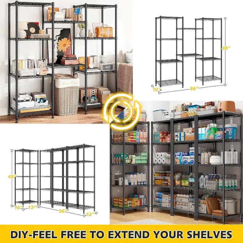 【🔥Factory Direct Clearout Sale🔥】12''W Wire Shelving Units, Set of 2 Metal Shelf, Narrow Metal Shelf, Adjusable Wire Storage Shelves for Pantry Kitchen Dorm