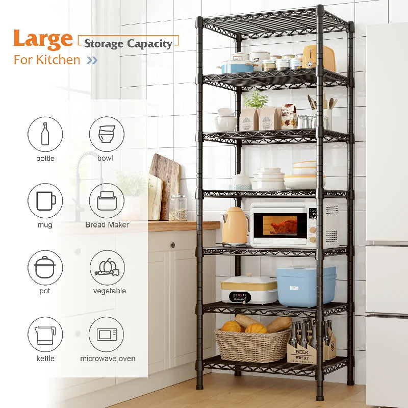 【🔥Factory Direct Clearout Sale🔥】18"W Metal Wire Shelving Units, 7-Tier Adjustable, 1176lbs Wire Rack for Pantry Kitchen Commercial