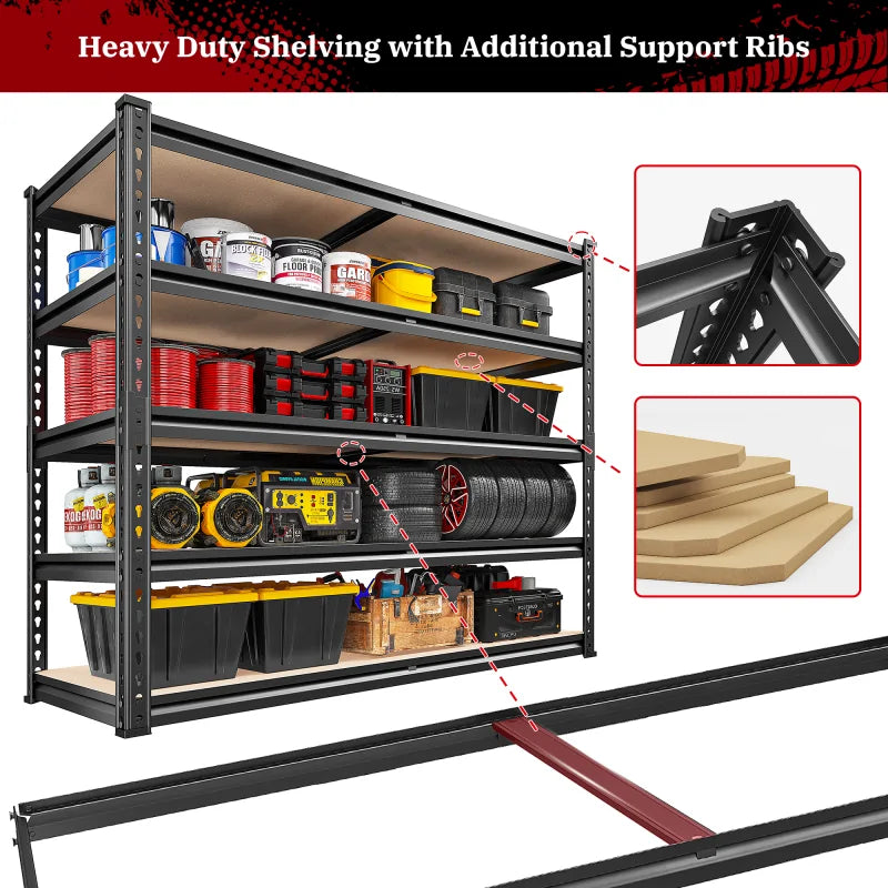 【🔥Factory Direct Clearout Sale🔥】2-Pack 40"W Garage Storage Shelves, 2500lbs Heavy Duty Steel Shelving, Adjustable Storage Rack for Basement Commercial