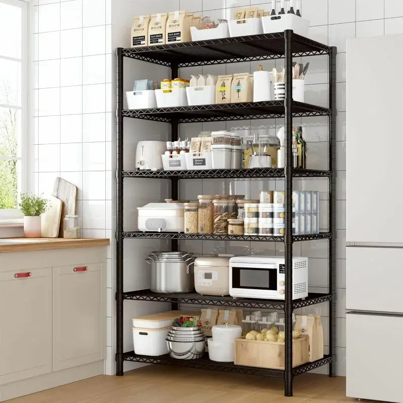 【🔥Factory Direct Clearout Sale🔥】35.5"W Wire Storage Shelves, 6-Tier Adjustable Outdoor Metal Shelves for Kitchen Pantry Basement