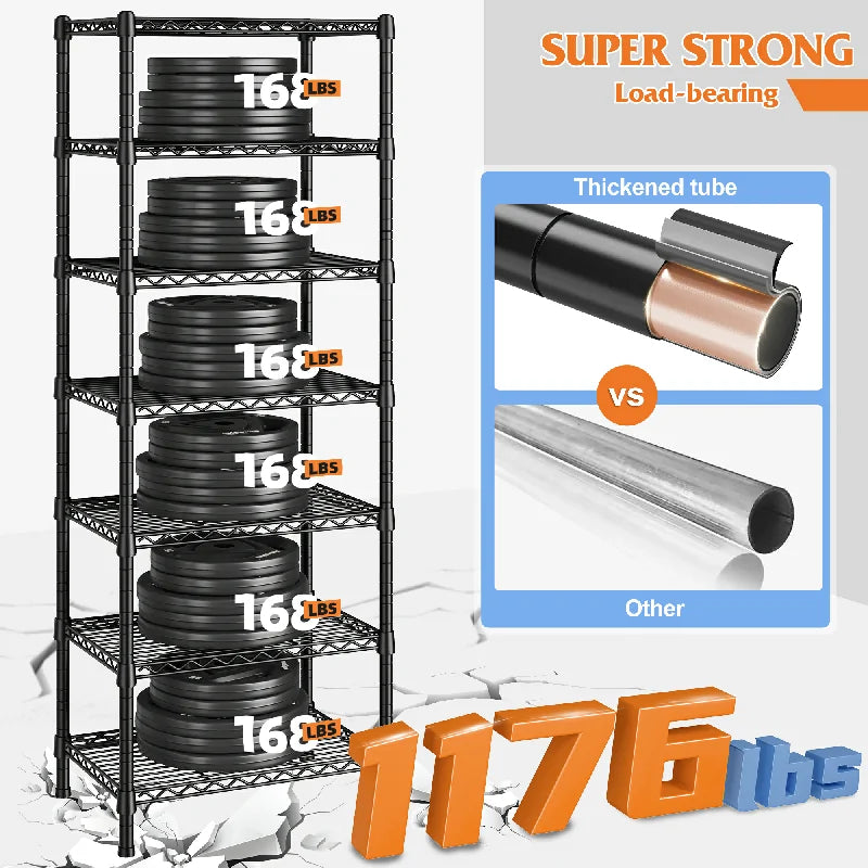 【🔥Factory Direct Clearout Sale🔥】18"W Metal Wire Shelving Units, 7-Tier Adjustable, 1176lbs Wire Rack for Pantry Kitchen Commercial