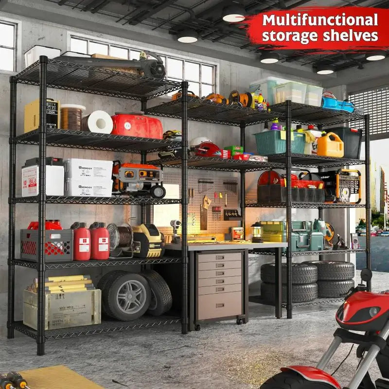 【🔥Factory Direct Clearout Sale🔥】35.5"W Wire Storage Shelves, 6-Tier Adjustable Outdoor Metal Shelves for Kitchen Pantry Basement