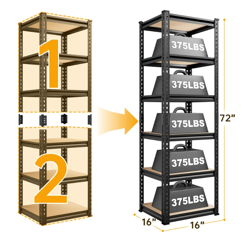 【🔥Factory Direct Clearout Sale🔥】16"W Corner Shelves, 6-Tier Adjustable Storage Shelving Units, 2250lbs Corner Shelf for Living Room Pantry Dorm