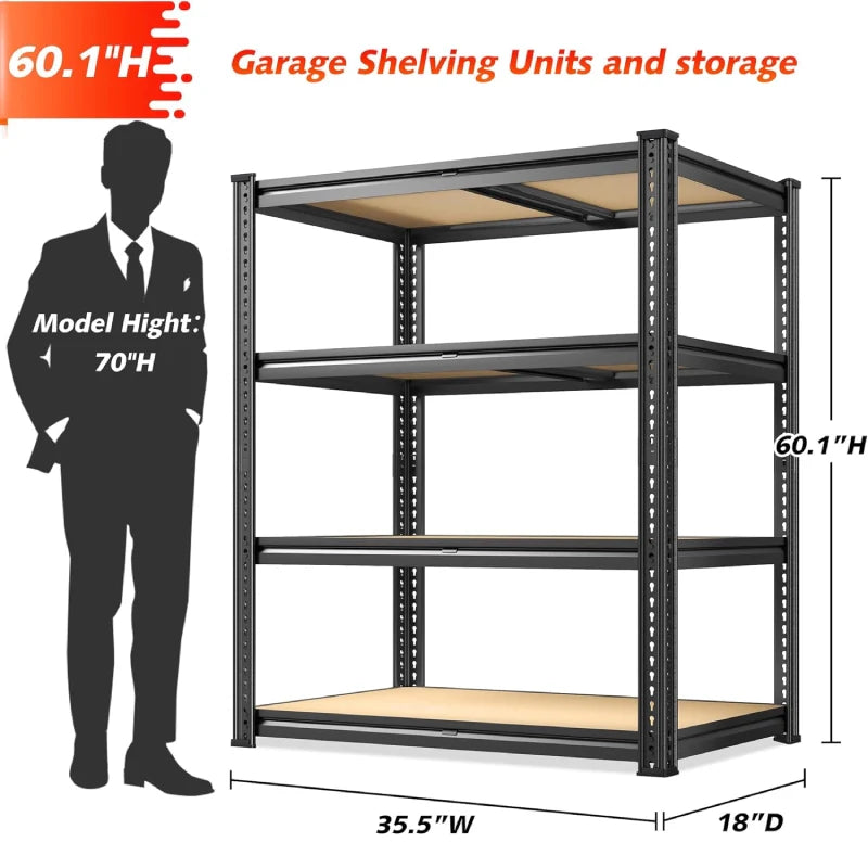 【🔥Factory Direct Clearout Sale🔥】4-Tier Metal Shelving, Storage Shelves Load 1800LBS for Garage