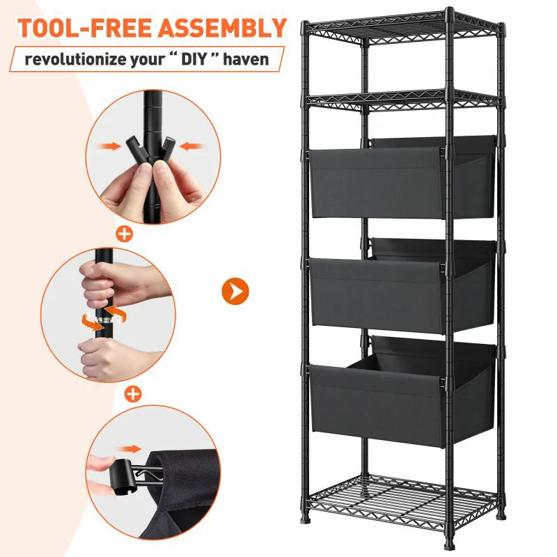 【🔥Factory Direct Clearout Sale🔥】18" W Shelving with Baskets for storage, 6 Tier Wire Shelves