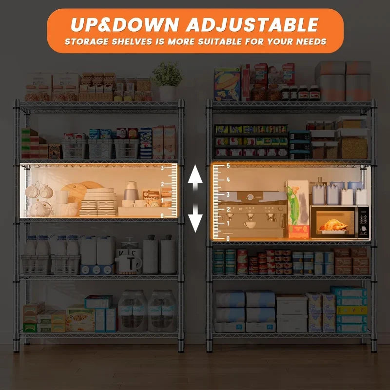 【🔥Factory Direct Clearout Sale🔥】35.5"W Wire Shelving, 5-Tier Adjustable Metal Shelves for Kitchen Pantry Loads 1200LBS,Chrome