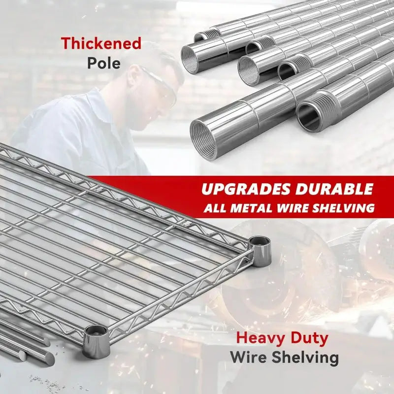 【🔥Factory Direct Clearout Sale🔥】58" W Storage Shelves Wire Shelving Unit 1400LB Metal Shelves,Chrome