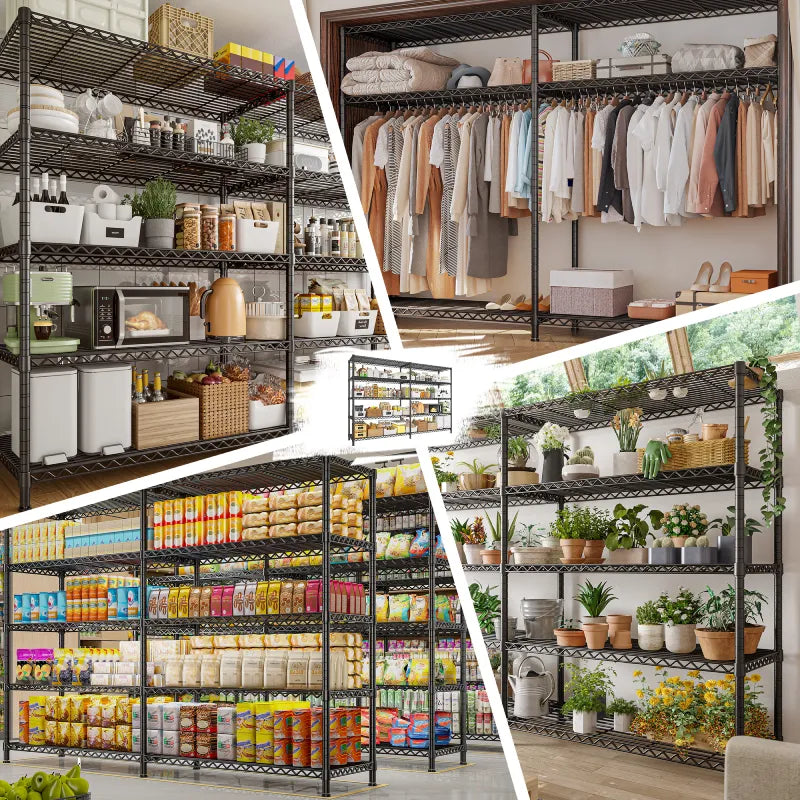 【🔥Factory Direct Clearout Sale🔥】72.8” W Metal Shelving Units, Adjustable Wire Shelves for Storage, 5-Wire Shelving Rack for Pantry Kitchen Supermarket