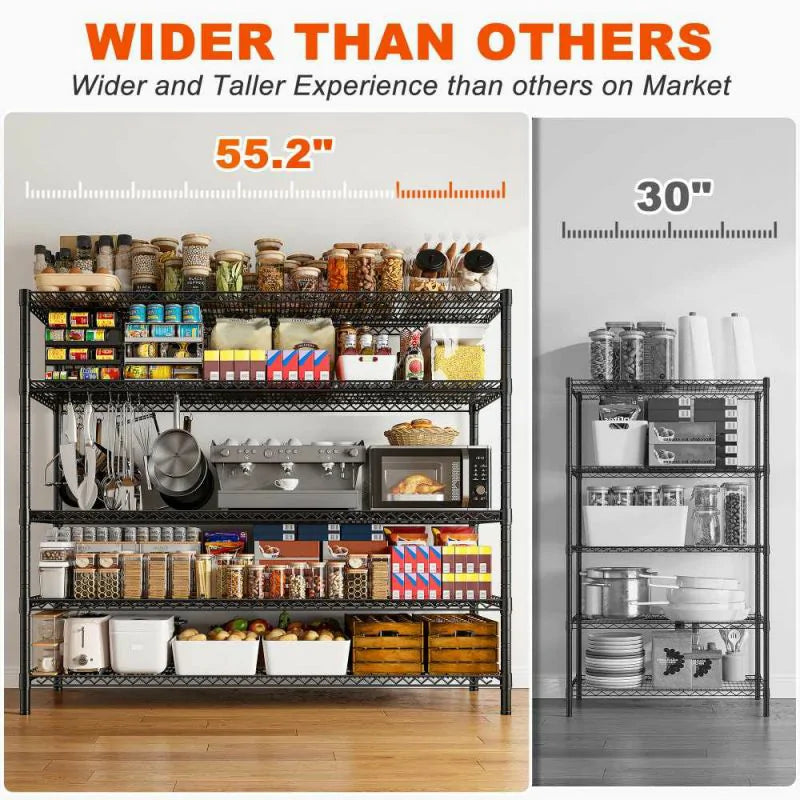 【🔥Factory Direct Clearout Sale🔥】55.5"W Wire Shelving Unit With Wheels, 2998Lbs Metal Garage Shelves Adjustable, Wire Shelving Rack for Pantry Kitchen Basement