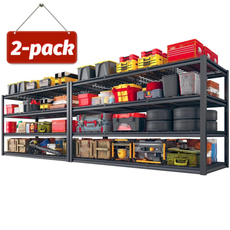【🔥Factory Direct Clearout Sale🔥】2-Pack 60" W Industrial Steel Shelving Heavy Duty Adjustable Garage Shelves for Warehouse, Garage, Basement