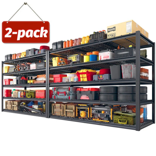 【🔥Factory Direct Clearout Sale🔥】2-Pack 60" W Industrial Steel Shelving Heavy Duty Adjustable Garage Shelves for Warehouse, Garage, Basement