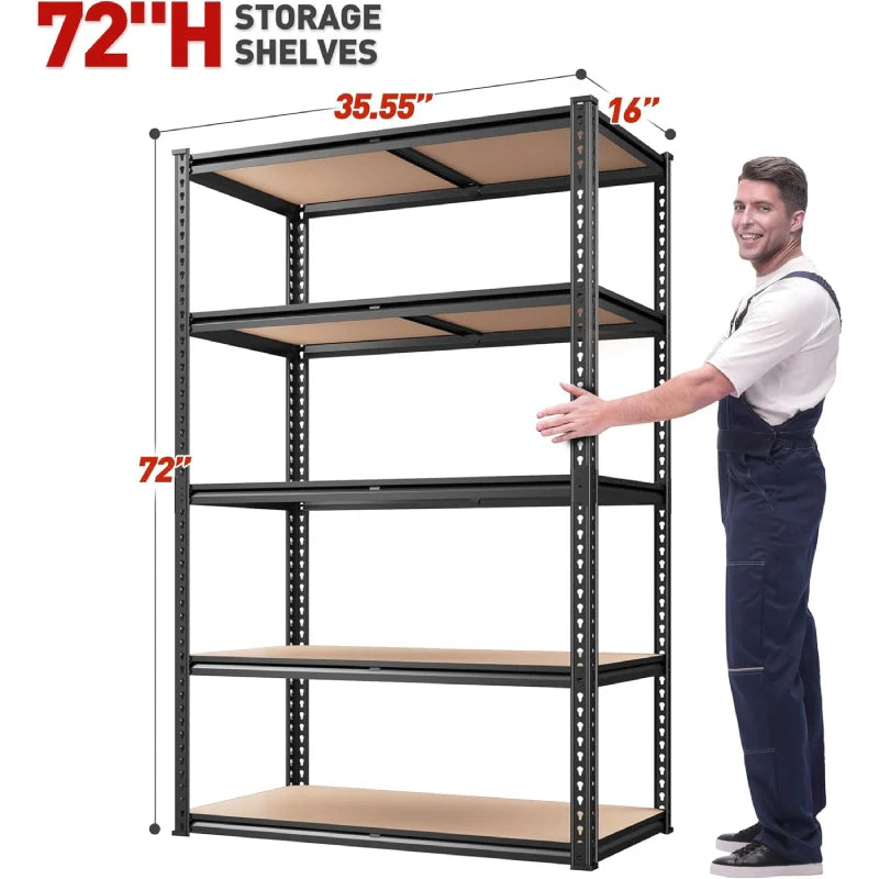 【🔥Factory Direct Clearout Sale🔥】35.5“W Garage Shelf, 5-Tier Adjustable, 2000LBS Steel Shelving Racks, Boltless Shelving Units for Pantry Kichen Closet