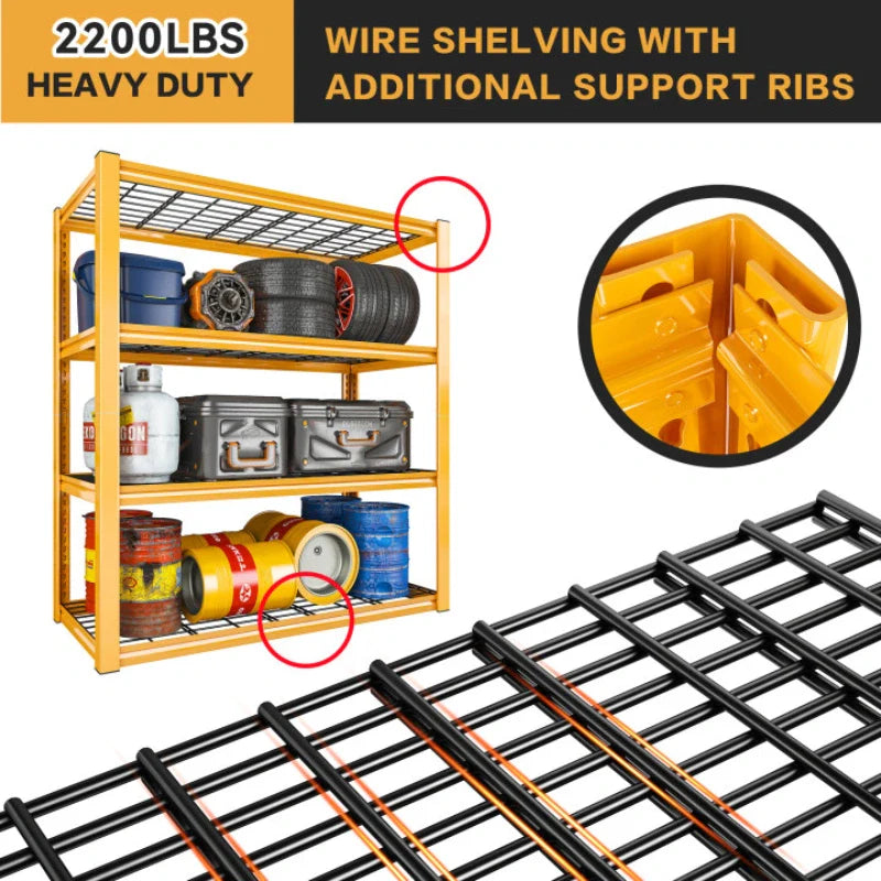 【🔥Factory Direct Clearout Sale🔥】2PCS 4400 LBS Metal Garage Shelving,4 Tiers Heavy Duty Storage Shelves,Industrial Metal Storage Rack