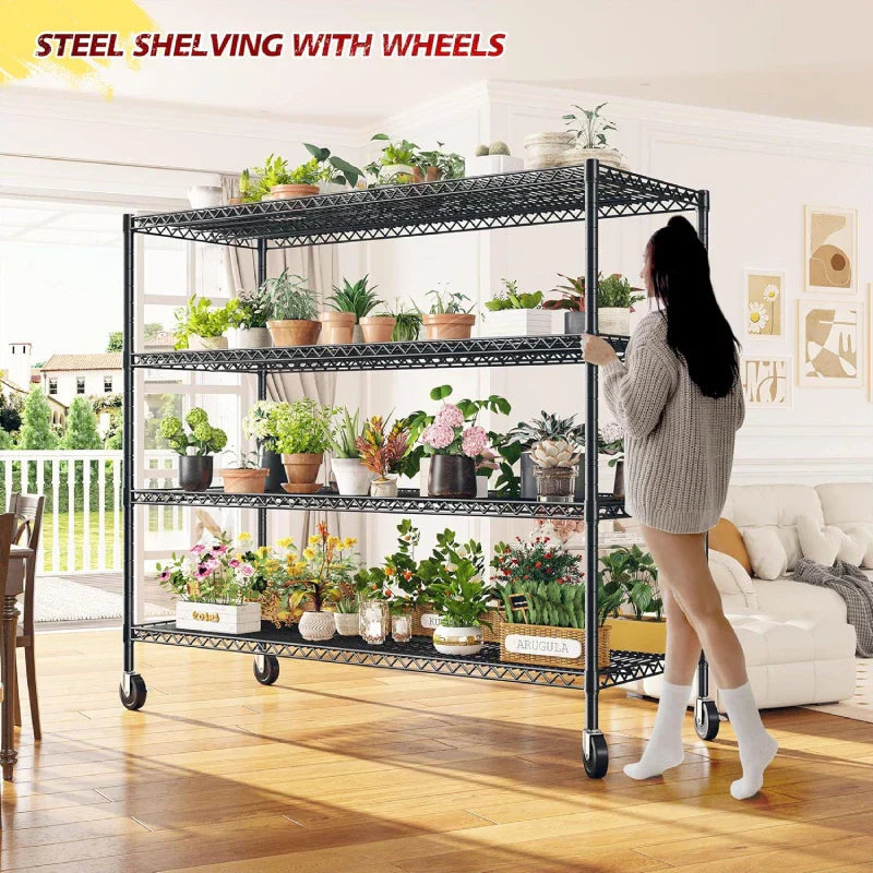 【🔥Factory Direct Clearout Sale🔥】2 Pack 56”W Wire Rack Shelving with Wheels, 2600lbs Heavy Duty Metal Shelves for Commercial, Garage, Kitchen