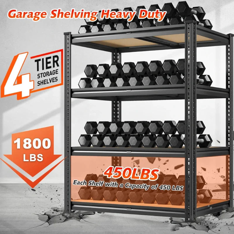 【🔥Factory Direct Clearout Sale🔥】4-Tier Metal Shelving, Storage Shelves Load 1800LBS for Garage