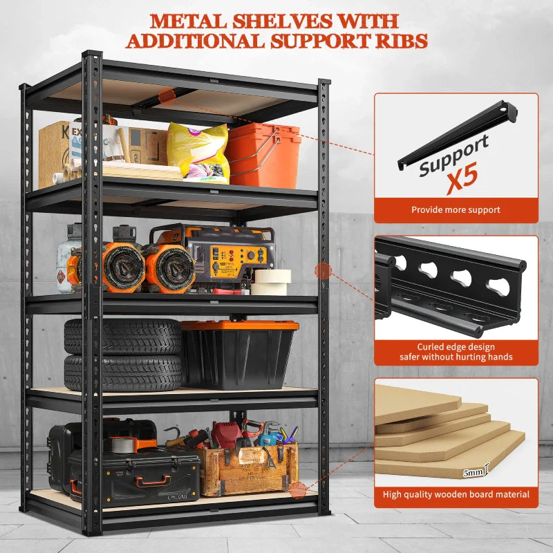 【🔥Factory Direct Clearout Sale🔥】5-Tier Storage Shelving Units, Adjustable Shelves for Garage Pantry Kitchen, 2000 lbs Capacity