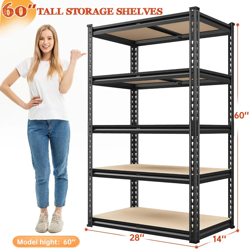 【🔥Factory Direct Clearout Sale🔥】5-Tier Storage Shelving Units, Adjustable Shelves for Garage Pantry Kitchen, 2000 lbs Capacity