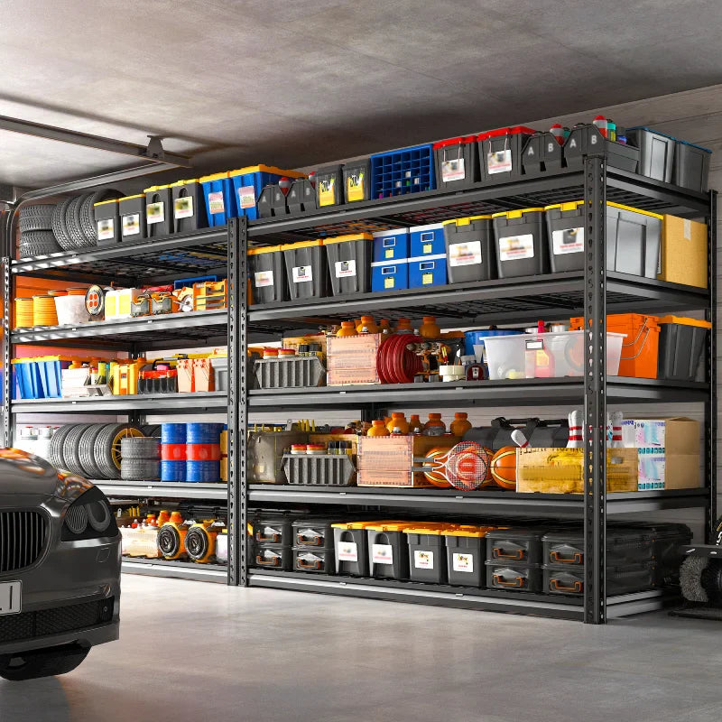 【🔥Factory Direct Clearout Sale🔥】55“W x 72"H 3000LBS Metal Garage Storage Racks Basement Shelving Adjustable Industrial Shelving for Garage, Warehouse, Pantry