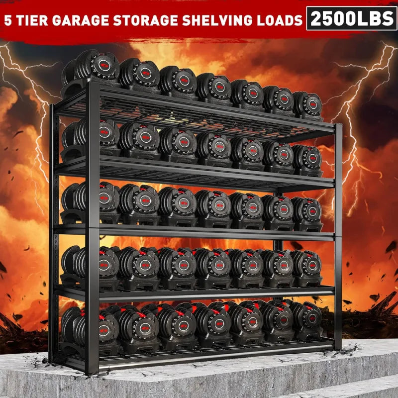 【🔥Factory Direct Clearout Sale🔥】5 Tier 48"W x 72.2"H Storage Shelves for Basement 2500LBS Metal Shelving Unit  for Garage, Warehouse, Industrial, basement