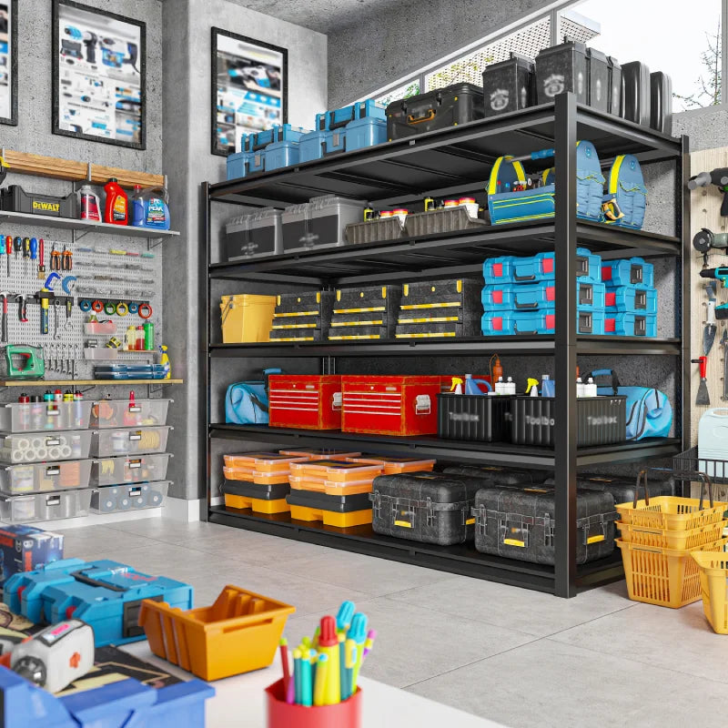 【🔥Factory Direct Clearout Sale🔥】2-Pack 60"W 5-Tier Garage Shelves 6000LBS Heavy Duty Garage Shelving Adjustable & Anti-Scratch Garage Shelving for Basement Warehouse
