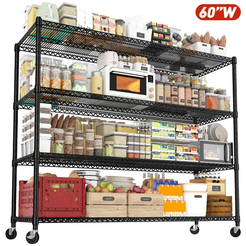 【🔥Factory Direct Clearout Sale🔥】60” W Wire Shelving Units, 2399lbs Adjustable Steel Shelving Racks, Storage Shelves for Pantry Kitchen Commercial