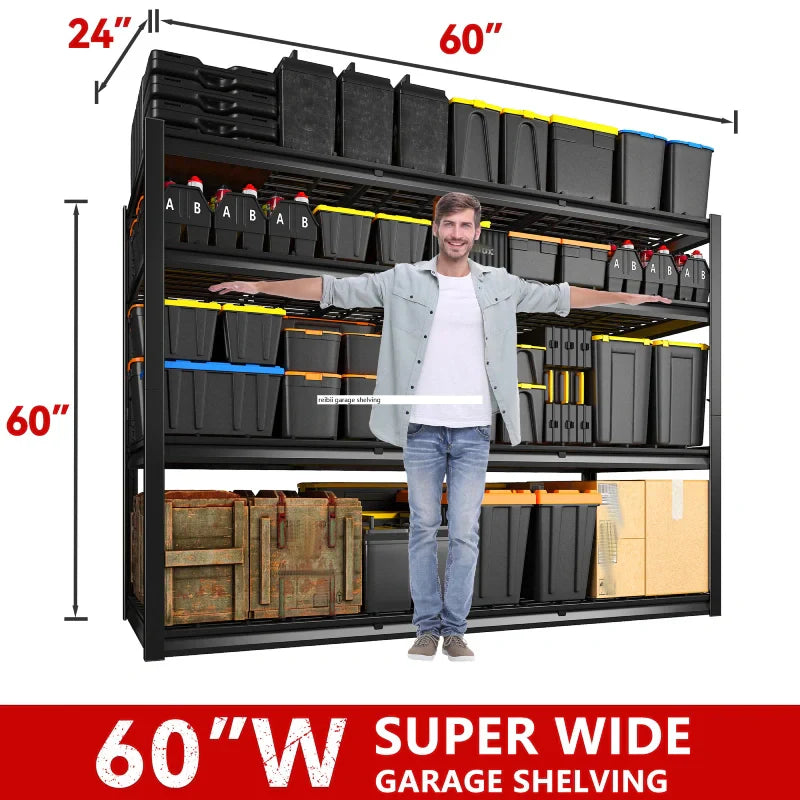 【🔥Factory Direct Clearout Sale🔥】2-Pack 60" W Industrial Steel Shelving Heavy Duty Adjustable Garage Shelves for Warehouse, Garage, Basement