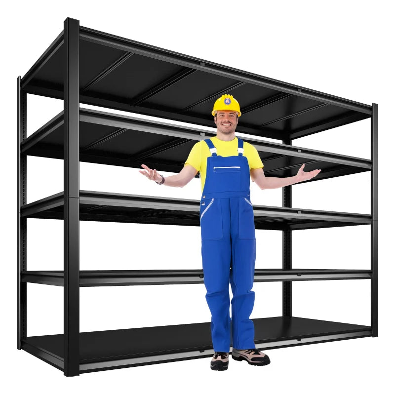 【🔥Factory Direct Clearout Sale🔥】2-Pack 60"W 5-Tier Garage Shelves 6000LBS Heavy Duty Garage Shelving Adjustable & Anti-Scratch Garage Shelving for Basement Warehouse