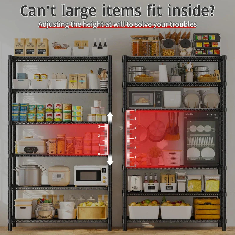 【🔥Factory Direct Clearout Sale🔥】35.5"W Wire Storage Shelves, 6-Tier Adjustable Outdoor Metal Shelves for Kitchen Pantry Basement