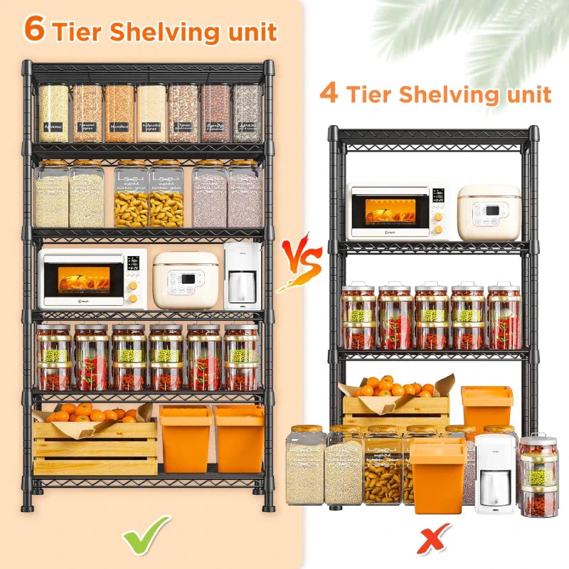【🔥Factory Direct Clearout Sale🔥】21.5"W Metal Wire Rack, 6-Tier Adjusatble, 1000lbs Wire Shelving Units for Kitchen Pantry Commercial