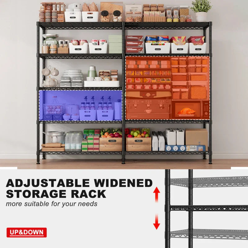 【🔥Factory Direct Clearout Sale🔥】2 Pack Wire Shelving Units, 62"W Adjustable Storage Shleves Load 1550LBS, Metal Rack for Pantry Kichen Commercial
