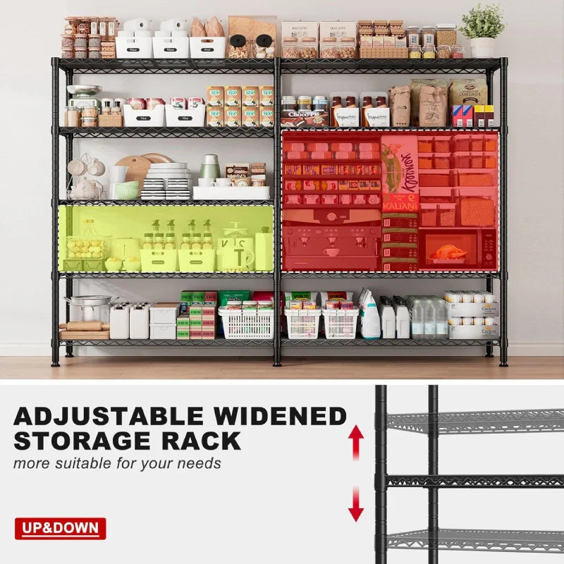 【🔥Factory Direct Clearout Sale🔥】72.8” W Metal Shelving Units, Adjustable Wire Shelves for Storage, 5-Wire Shelving Rack for Pantry Kitchen Supermarket