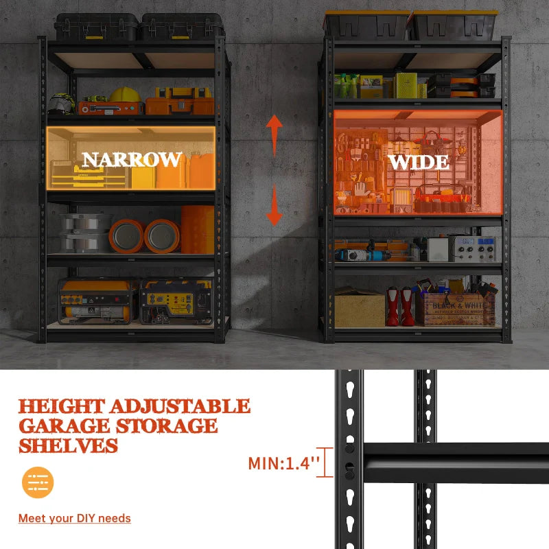 【🔥Factory Direct Clearout Sale🔥】5-Tier Storage Shelving Units, Adjustable Shelves for Garage Pantry Kitchen, 2000 lbs Capacity