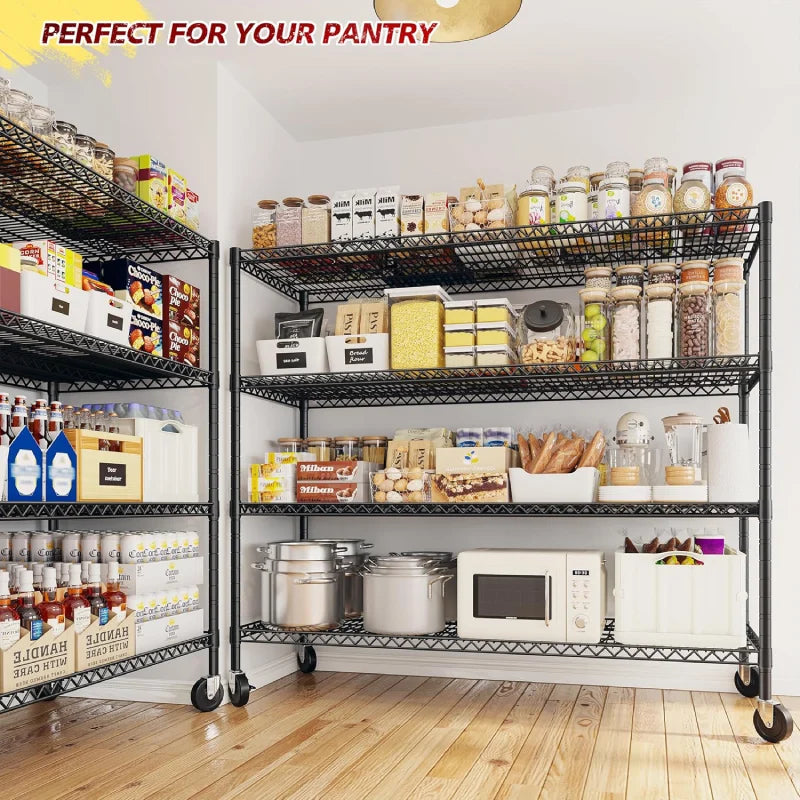 【🔥Factory Direct Clearout Sale🔥】2 Pack 56”W Wire Rack Shelving with Wheels, 2600lbs Heavy Duty Metal Shelves for Commercial, Garage, Kitchen